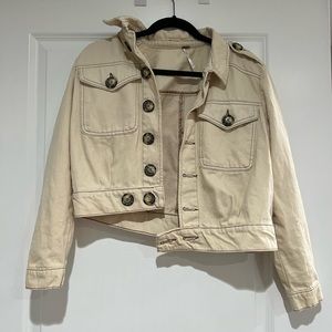Free People off-white/cream denim jacket